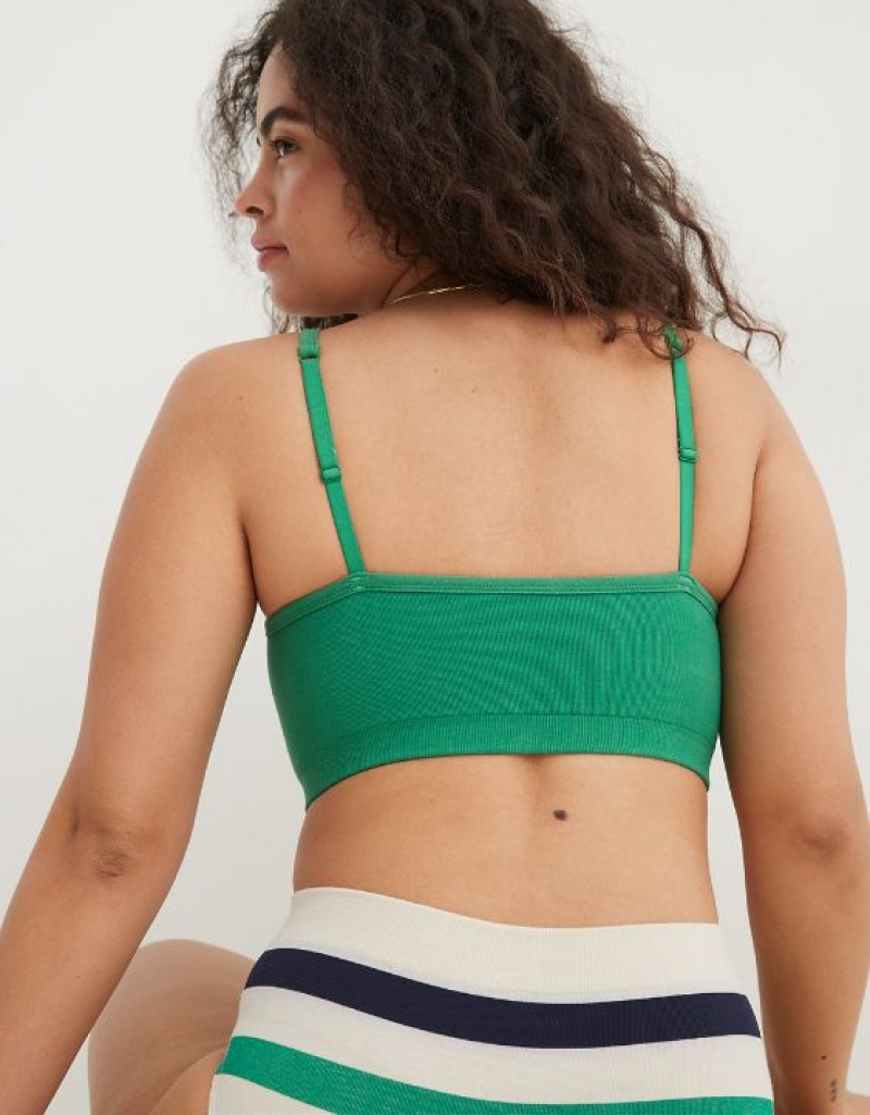 Aerie Superchill Cotton Seamless Padded Scooplette Bras Green | HBK-380756