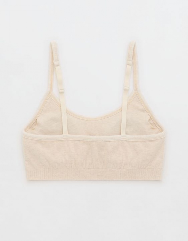 Aerie Superchill Cotton Seamless Padded Scooplette Bras White | BDI-961738