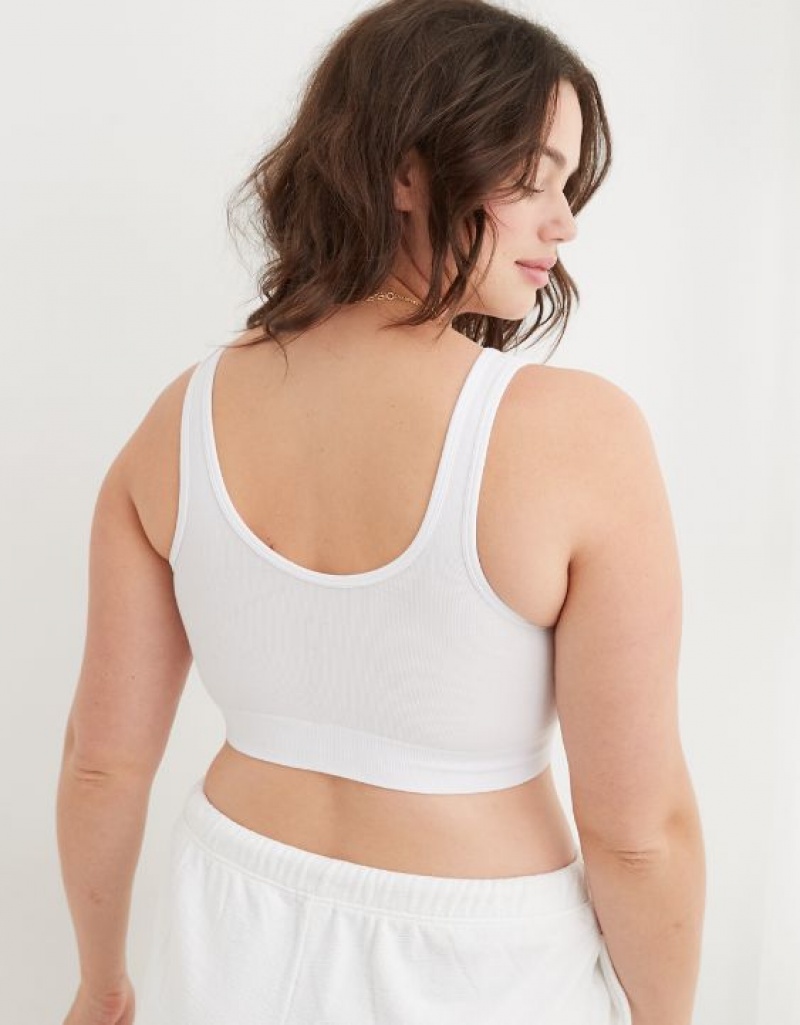 Aerie Superchill Cotton Seamless Scooplette Bras White | MBE-382710