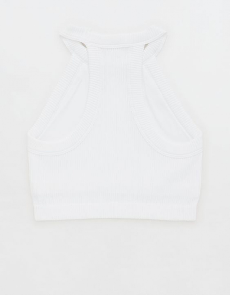 Aerie Superchill Seamless High Neck Top Bras White | EJF-592867