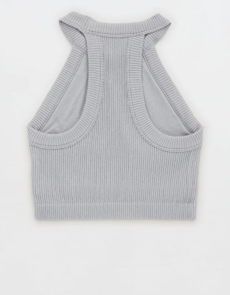 Aerie Superchill Seamless High Neck Top Bras Grey | DCQ-562130