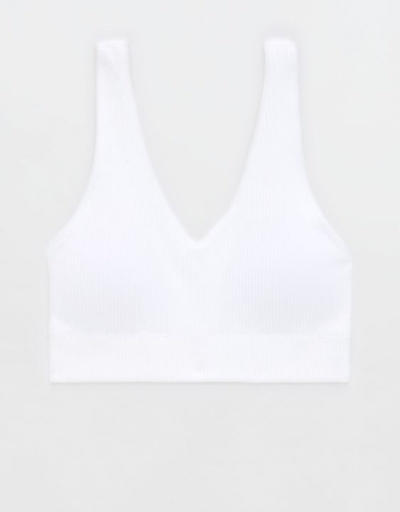 Aerie Superchill Seamless Padded Vooplette Bras White | NBG-710359