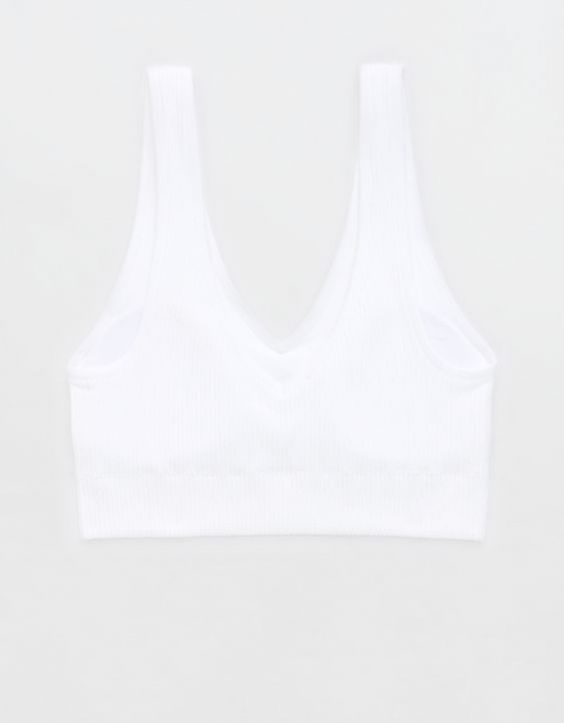 Aerie Superchill Seamless Padded Vooplette Bras White | NBG-710359