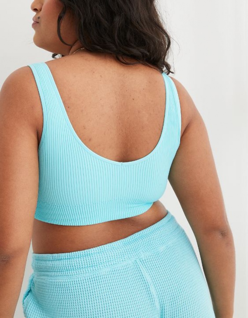 Aerie Superchill Seamless Padded Vooplette Bras Blue | XGO-730195