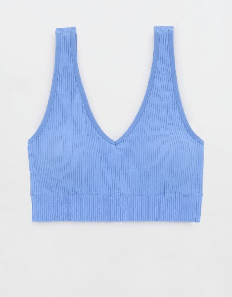 Aerie Superchill Seamless Padded Vooplette Bras Blue | XFS-279658