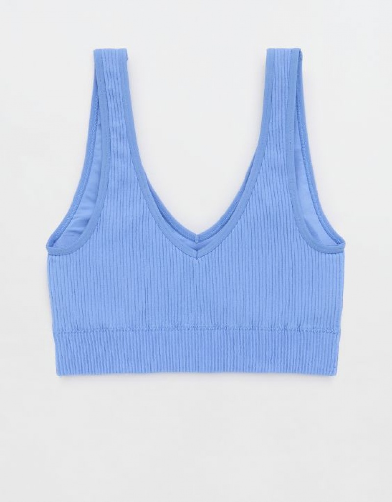 Aerie Superchill Seamless Padded Vooplette Bras Blue | XFS-279658