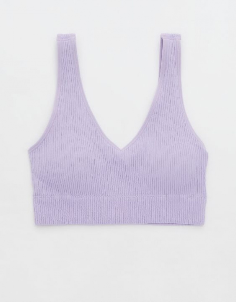 Aerie Superchill Seamless Padded Vooplette Bras Purple / Wash | RLE-374259