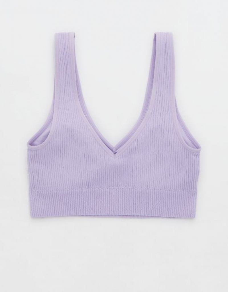 Aerie Superchill Seamless Padded Vooplette Bras Purple / Wash | RLE-374259