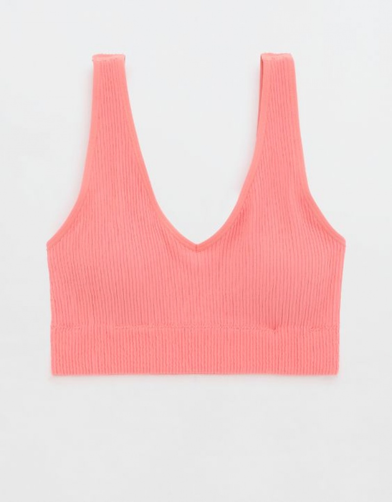 Aerie Superchill Seamless Padded Vooplette Bras Coral | UKZ-107438