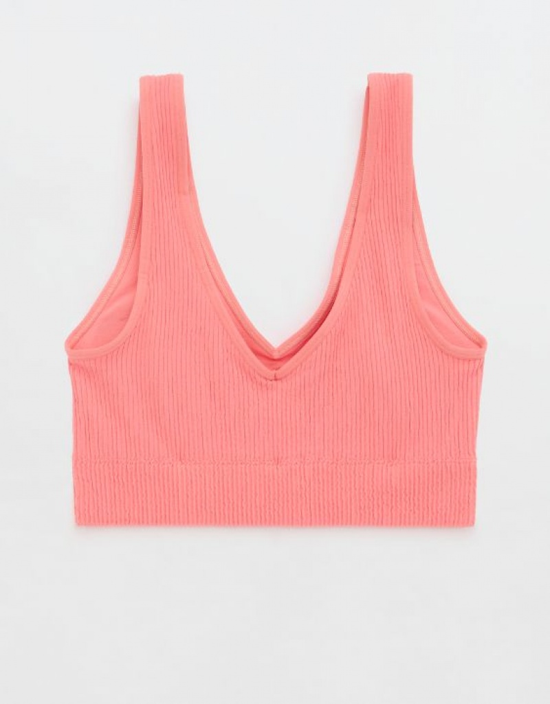 Aerie Superchill Seamless Padded Vooplette Bras Coral | UKZ-107438