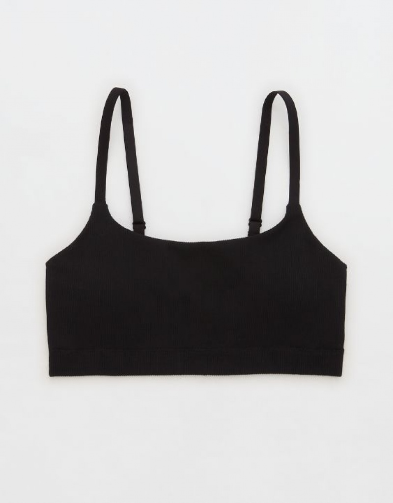 Aerie Superchill Seamless Scooplette Bras Black | BTZ-825061