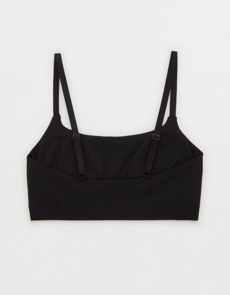 Aerie Superchill Seamless Scooplette Bras Black | BTZ-825061