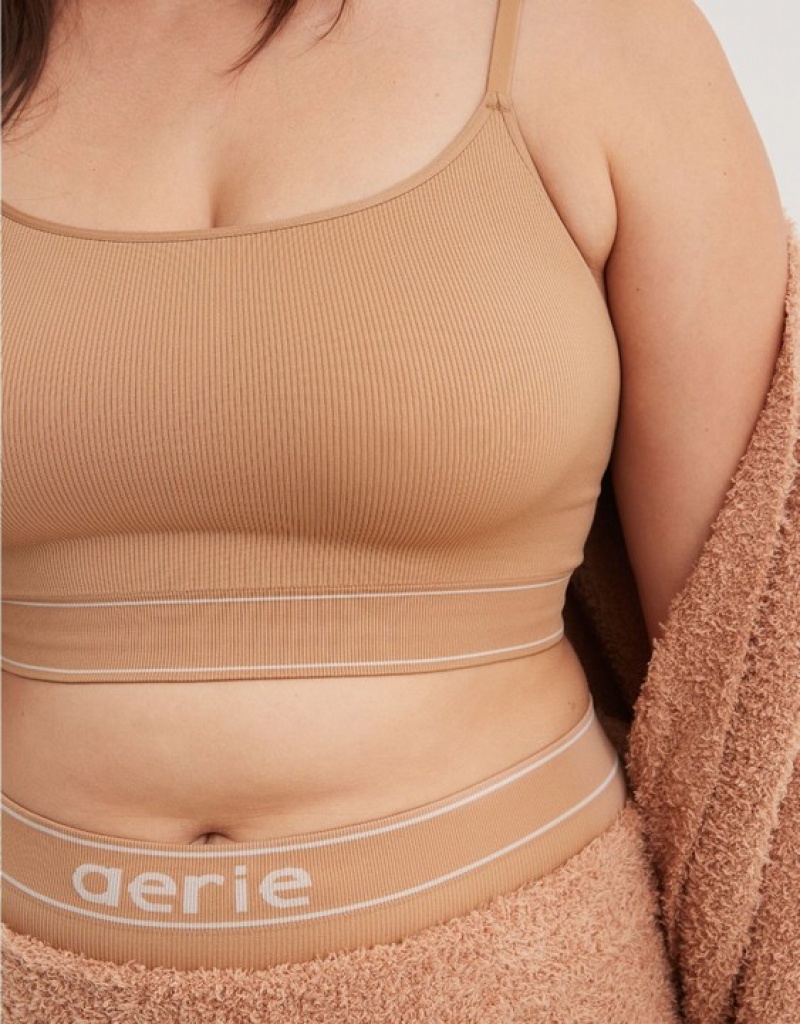 Aerie Superchill Seamless Top Bras Beige | EFV-147538