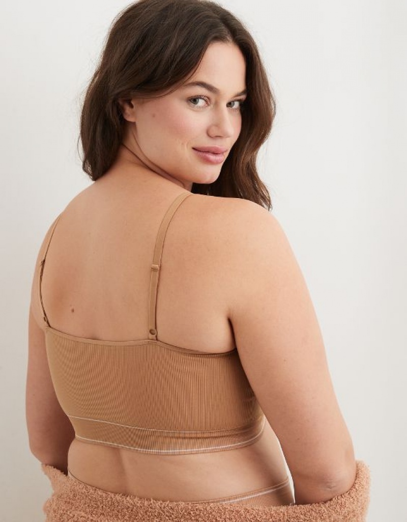 Aerie Superchill Seamless Top Bras Beige | EFV-147538