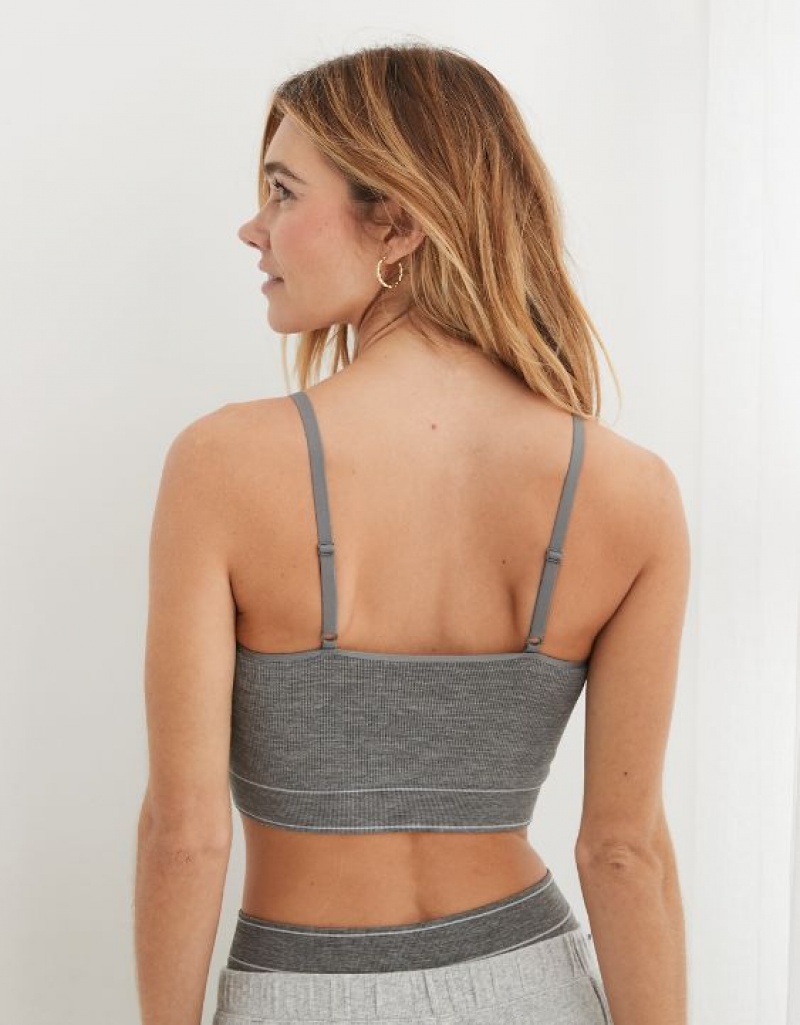 Aerie Superchill Seamless Top Bras Dark Grey | NYB-536749