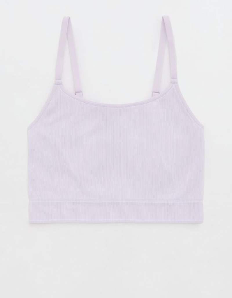 Aerie Superchill Seamless Top Bras Lavender | IXE-406728