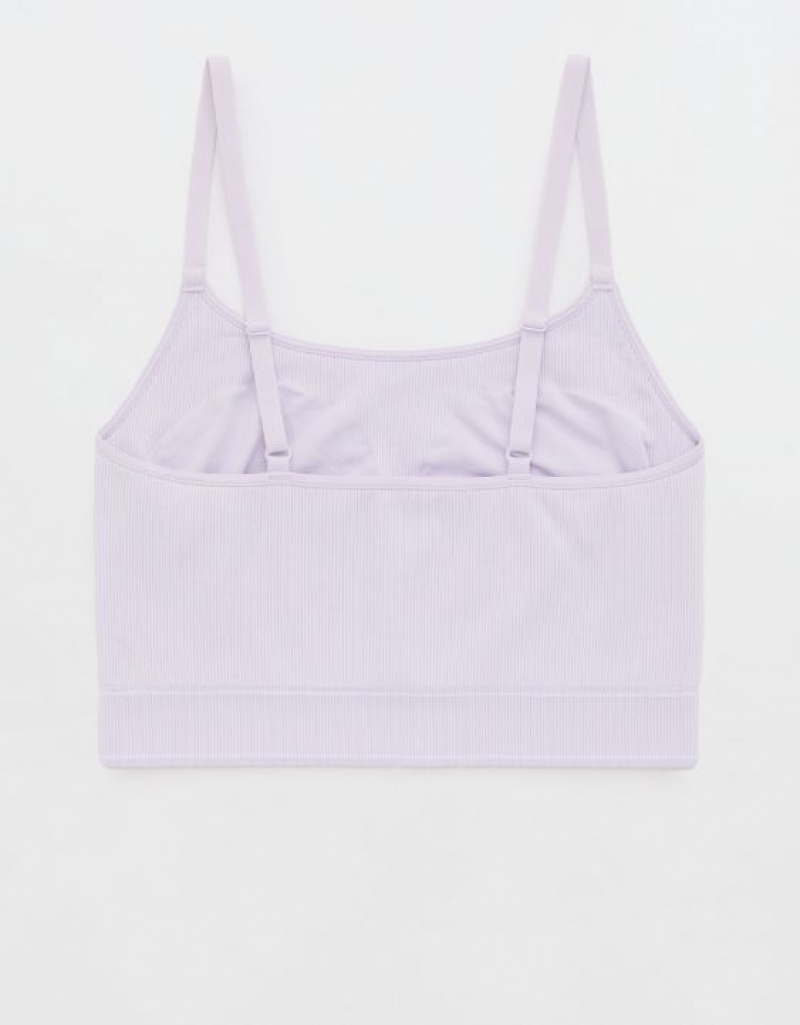 Aerie Superchill Seamless Top Bras Lavender | IXE-406728