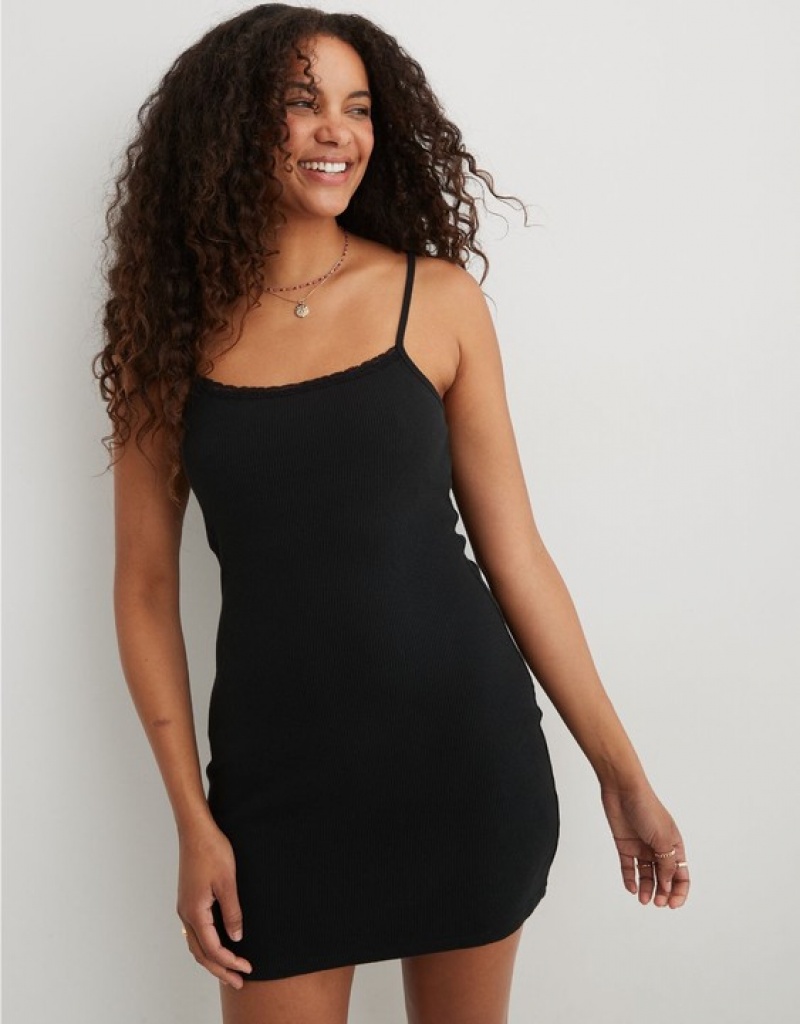 Aerie Tank Mini Dress Black | LDT-629518