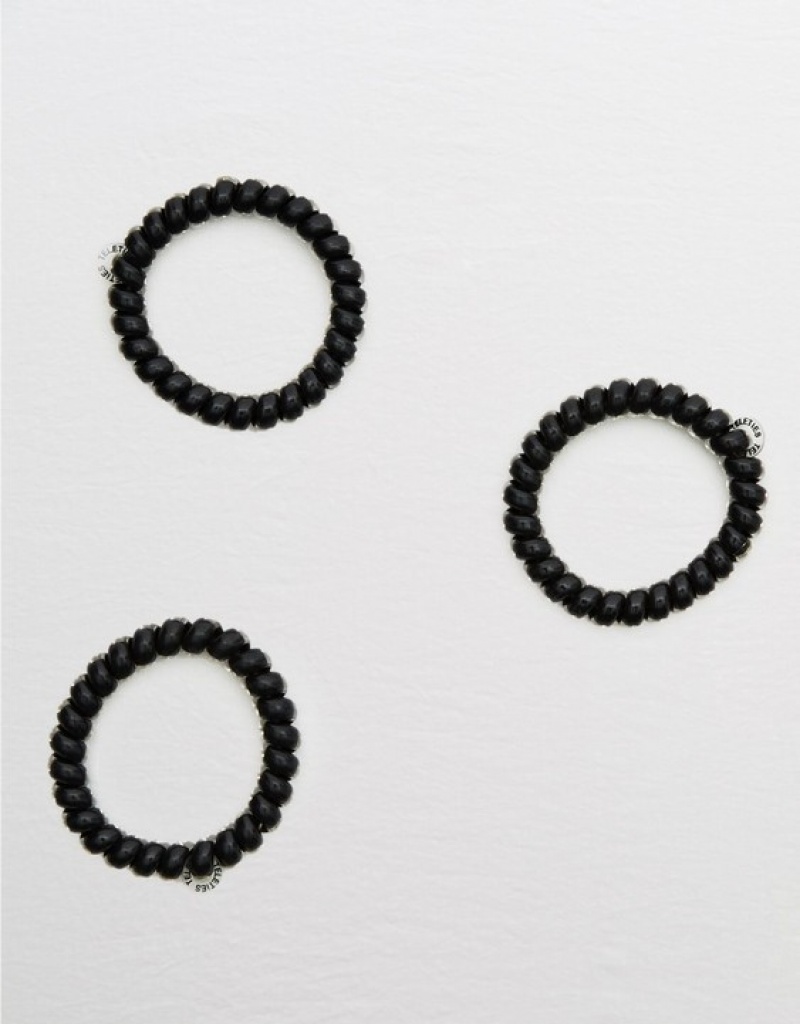 Aerie Teleties Large 3-Pack Hair Accessories Black | VBQ-064281