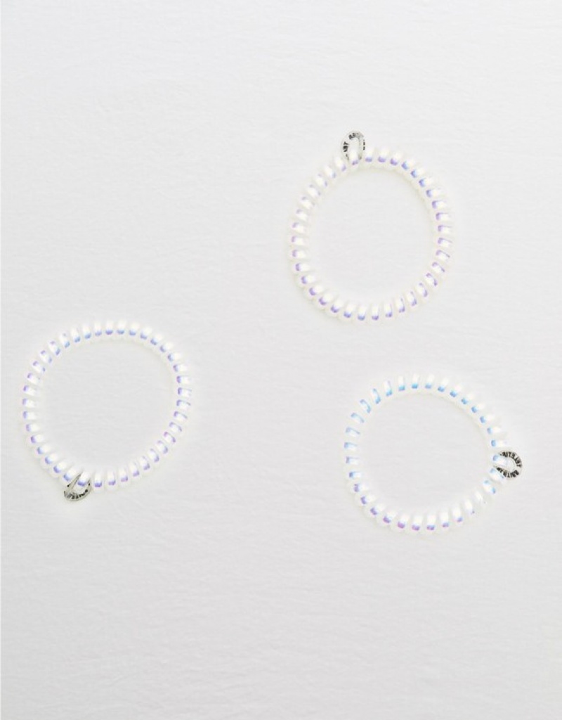 Aerie Teleties Small Hair Ties 3-Pack Hair Accessories White | RCH-593046