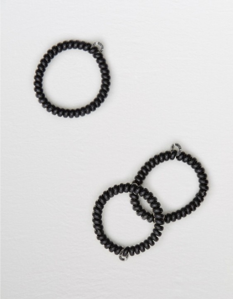 Aerie Teleties Small Hair Ties 3-Pack Hair Accessories Black | GHR-674281