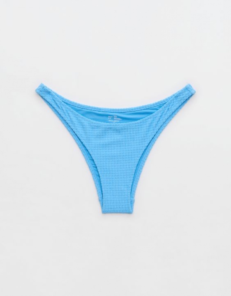 Aerie Terry Cheeky Bikini Bottom Blue | LWF-019376