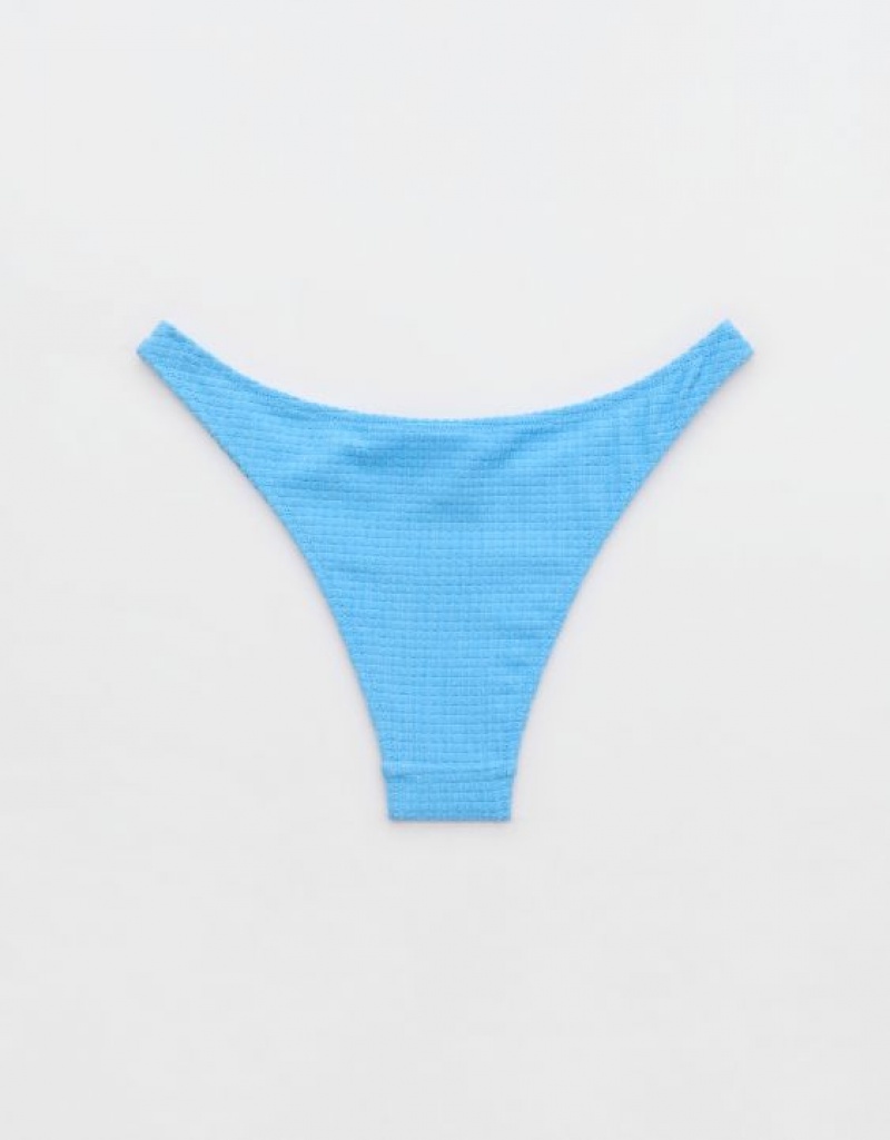 Aerie Terry Cheeky Bikini Bottom Blue | LWF-019376