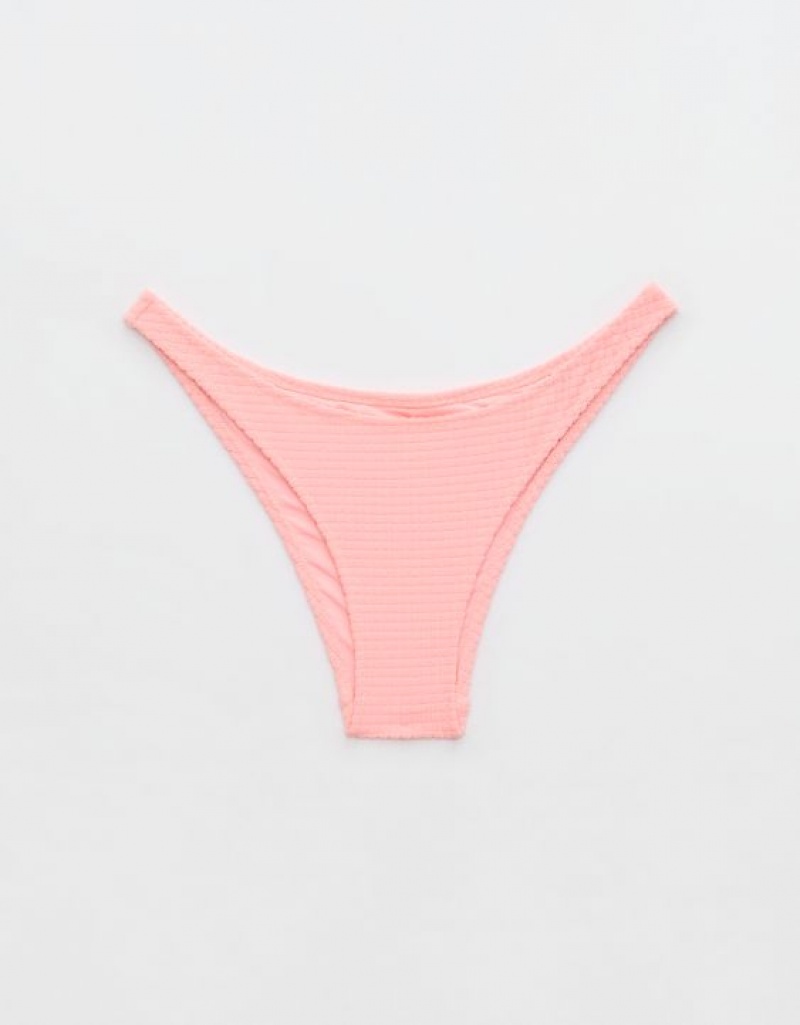 Aerie Terry Cheeky Bikini Bottom Pink | SWE-593720