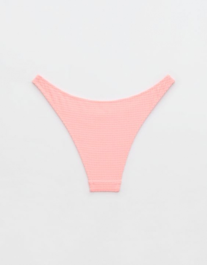 Aerie Terry Cheeky Bikini Bottom Pink | SWE-593720