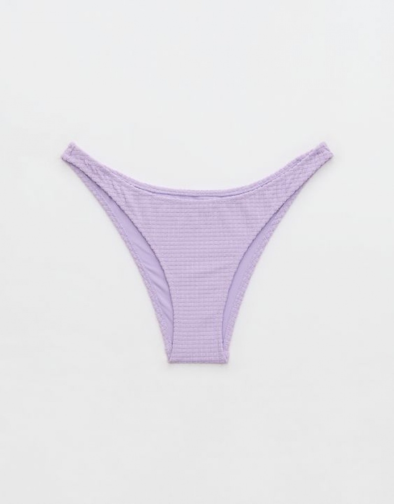 Aerie Terry Cheeky Bikini Bottom Purple / Wash | AID-678351