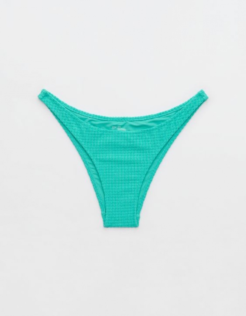 Aerie Terry Cheeky Bikini Bottom Turquoise | PLB-481506