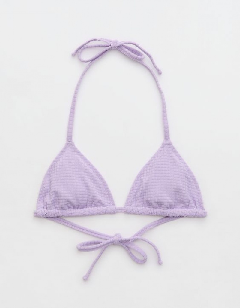 Aerie Terry String Triangle Bikini Top Purple / Wash | JIH-597641