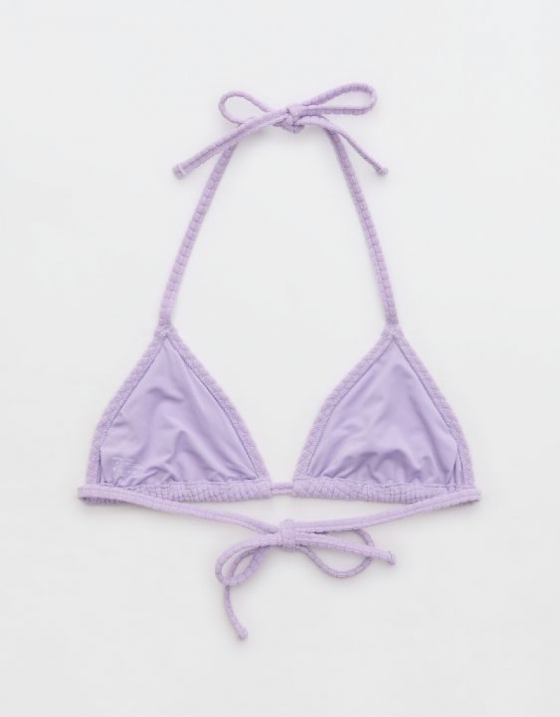 Aerie Terry String Triangle Bikini Top Purple / Wash | JIH-597641