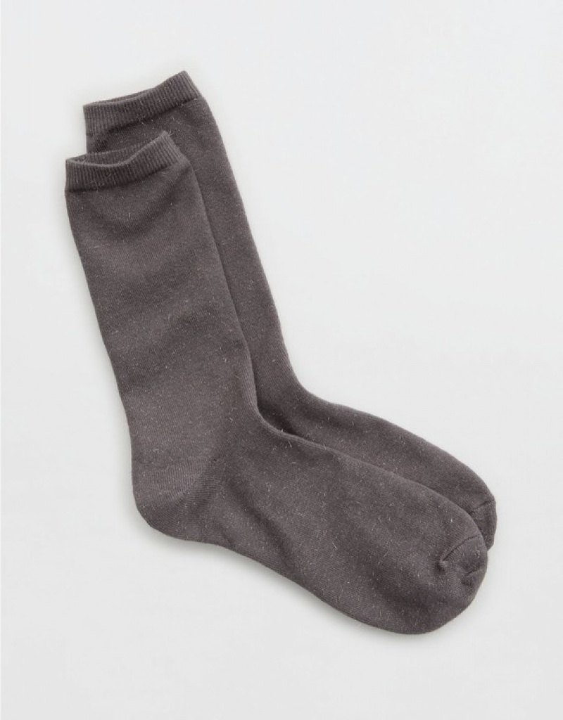 Aerie Tonal Metallic Crew Socks Grey | IJN-275094