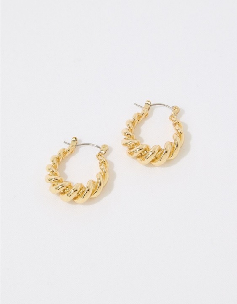 Aerie Twist Dome Hoop Jewelry Gold | NCS-386925