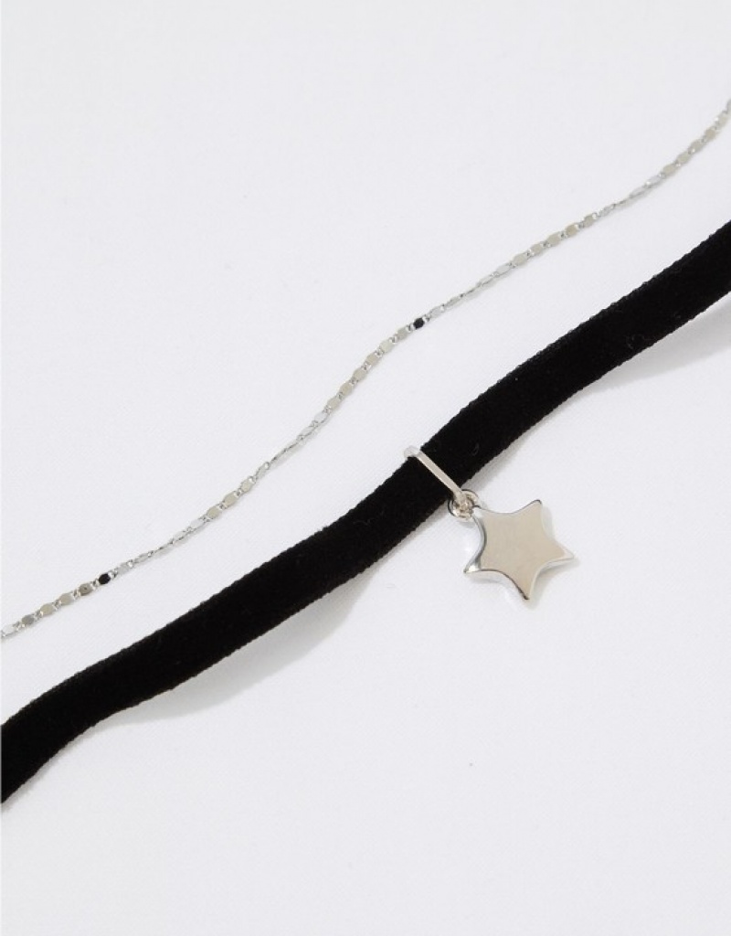 Aerie Velvet Star Choker Pack Jewelry Silver | ZPH-928173