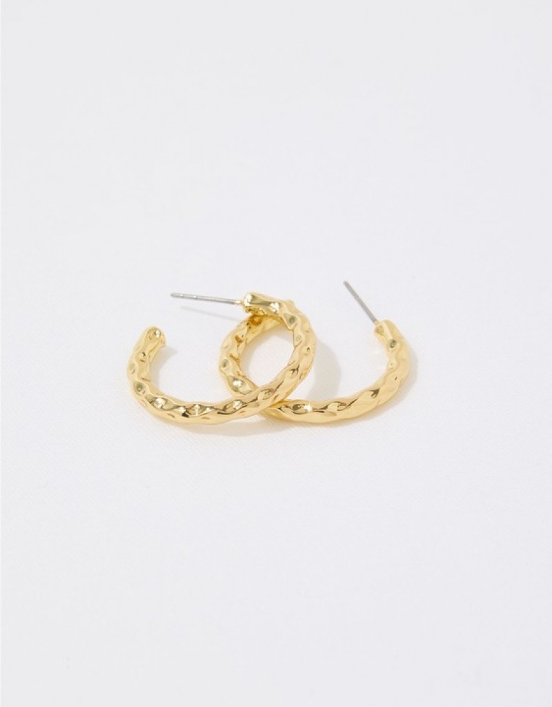 Aerie Wavy Textured Hoop Jewelry Gold | IEG-163850