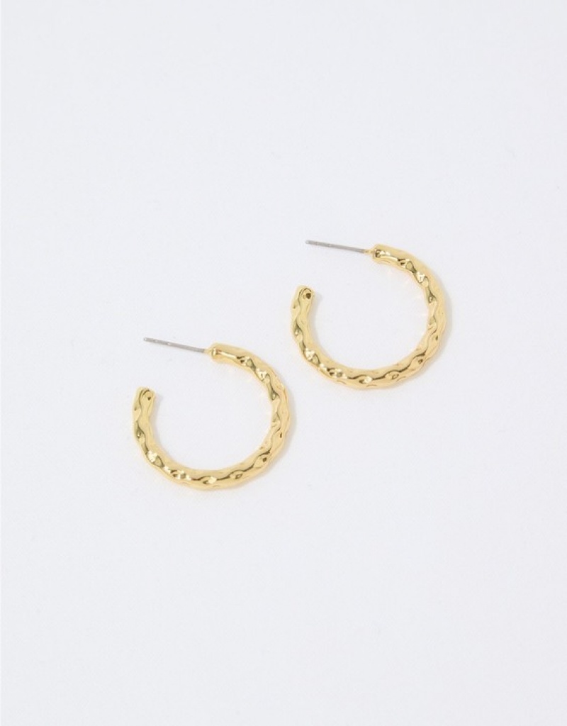 Aerie Wavy Textured Hoop Jewelry Gold | IEG-163850