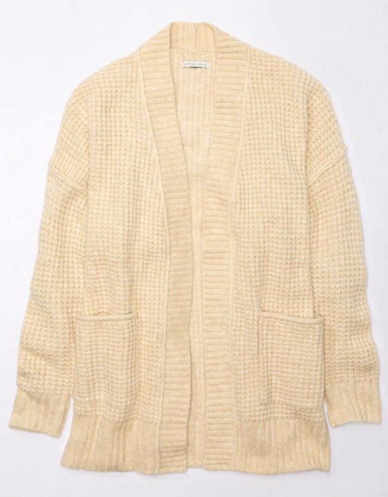 Aerie Whoa So Cozy Waffle Cardigan Cream | TSR-179534