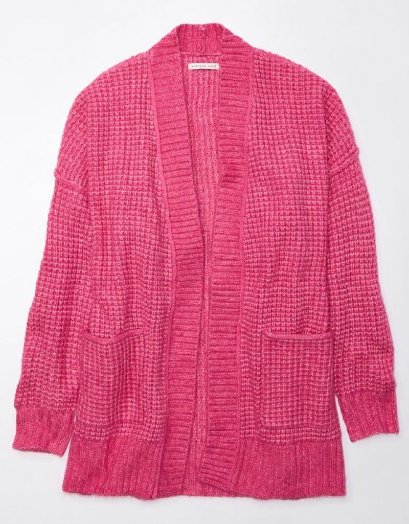 Aerie Whoa So Cozy Waffle Cardigan Pink | TVE-372098