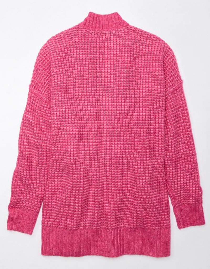 Aerie Whoa So Cozy Waffle Cardigan Pink | TVE-372098