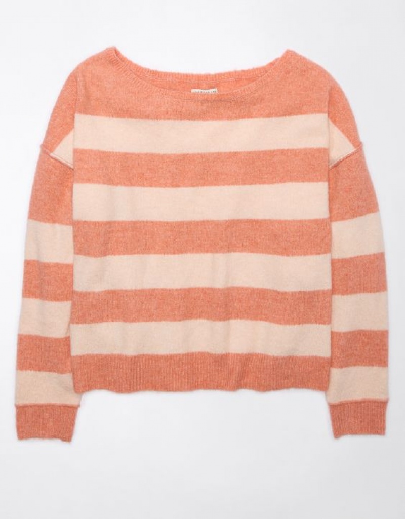 Aerie Whoa So Soft Ballet-Neck Sweater Coral | WAK-341652