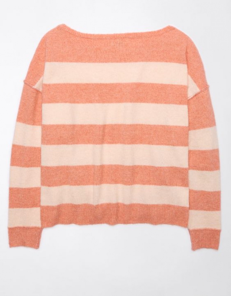 Aerie Whoa So Soft Ballet-Neck Sweater Coral | WAK-341652