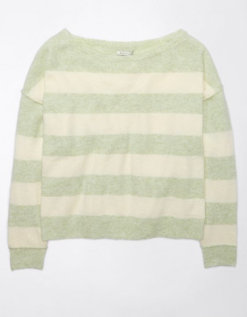 Aerie Whoa So Soft Ballet-Neck Sweater Green | HPQ-730926