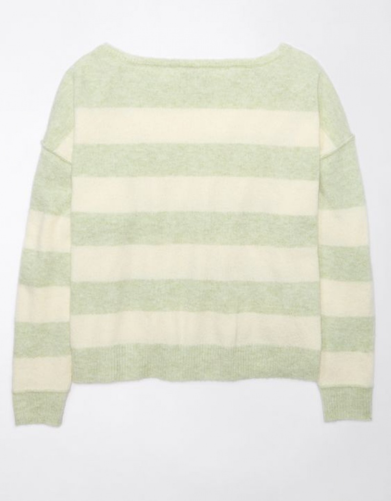 Aerie Whoa So Soft Ballet-Neck Sweater Green | HPQ-730926