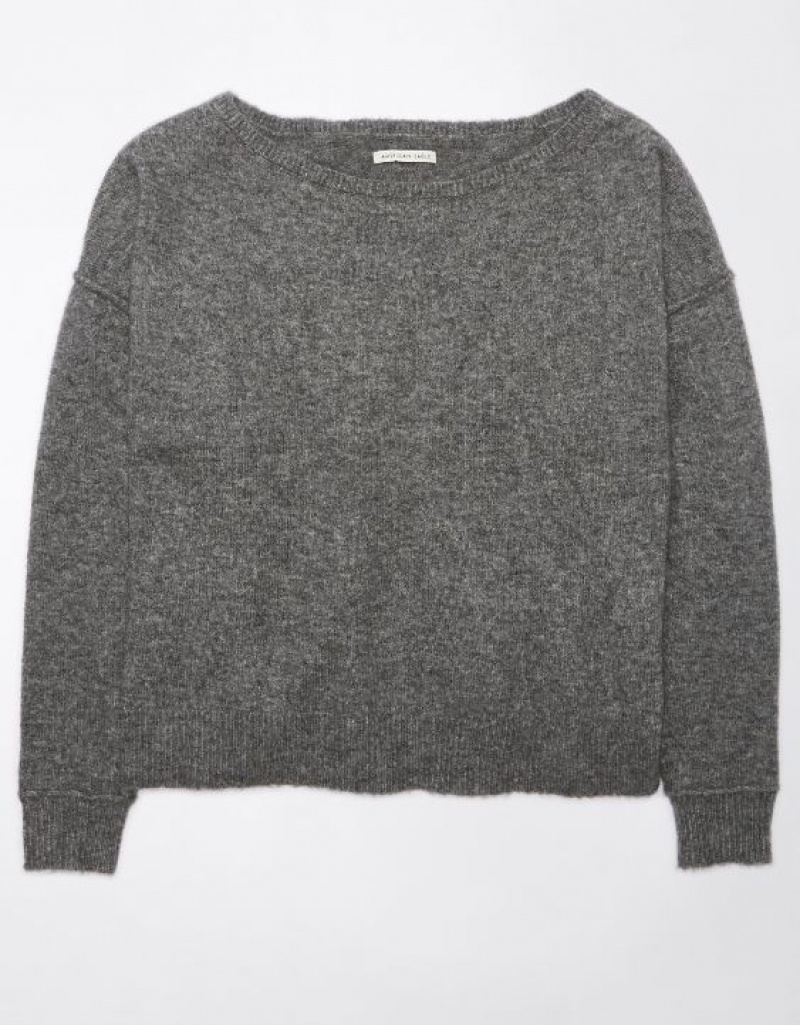 Aerie Whoa So Soft Ballet-Neck Sweater Grey | EJN-637291