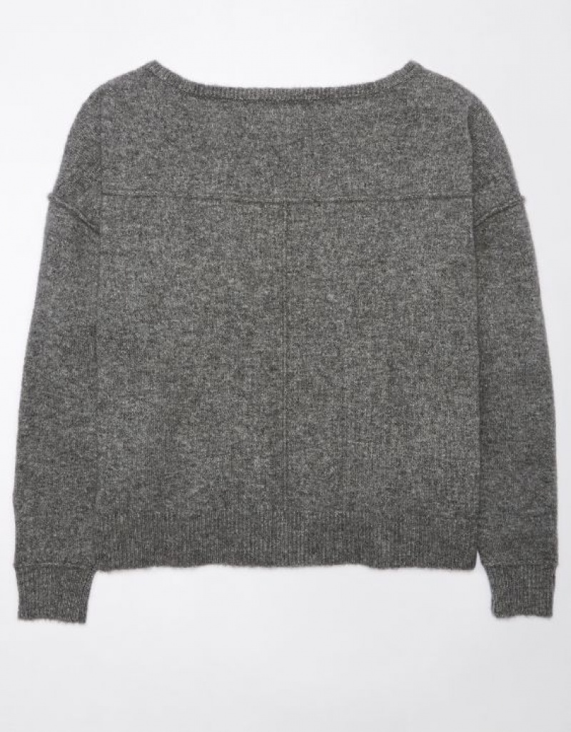 Aerie Whoa So Soft Ballet-Neck Sweater Grey | EJN-637291