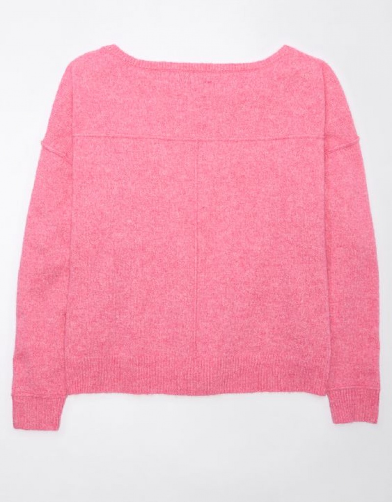 Aerie Whoa So Soft Ballet-Neck Sweater Pink | GUW-487136