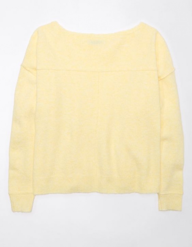 Aerie Whoa So Soft Ballet-Neck Sweater Yellow | CQB-135079