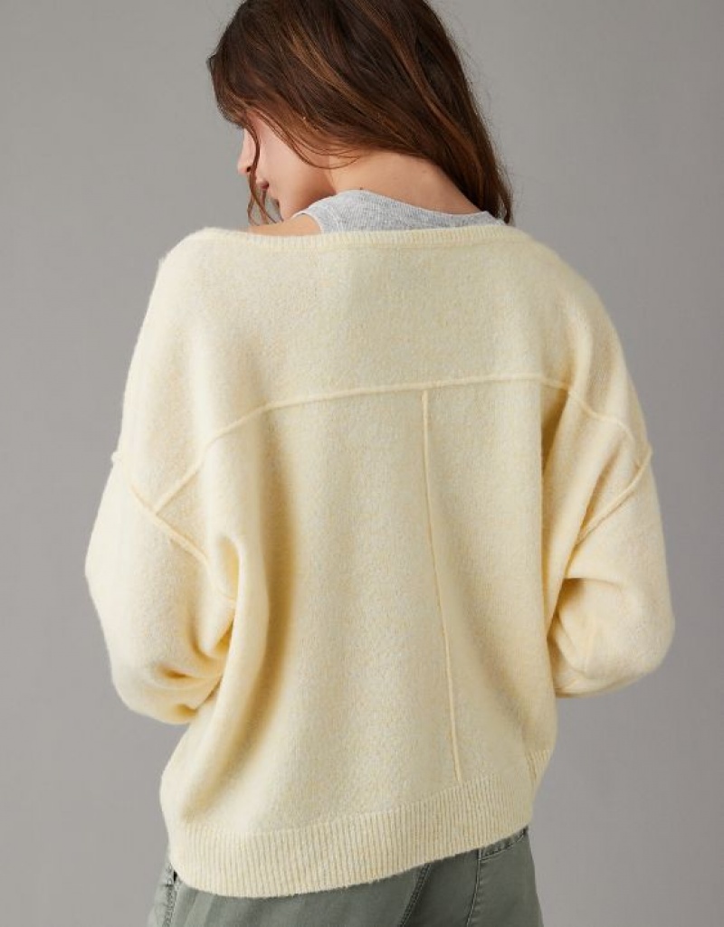 Aerie Whoa So Soft Ballet-Neck Sweater Yellow | CQB-135079